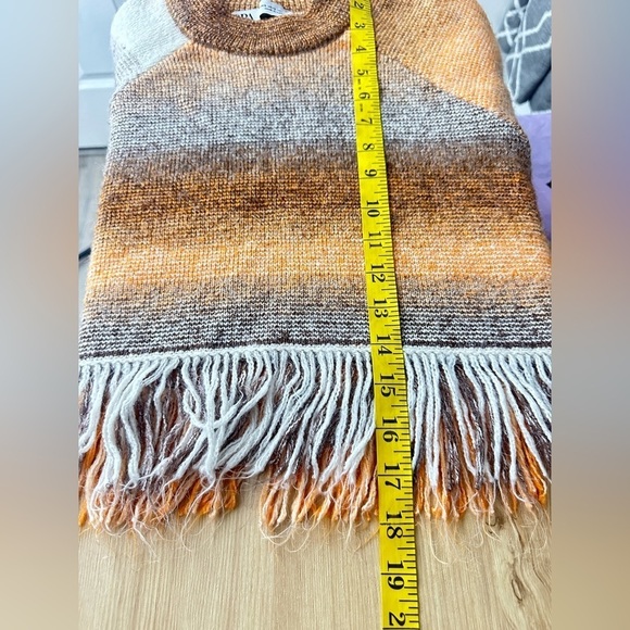 NEW Zara Brown & Orange Ombre Fringe Knit Crop Sweater Sz Small - Picture 9 of 12